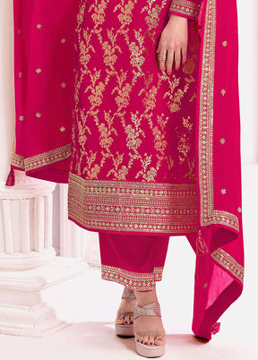 3 Pc Multicolor Semi Stitched Viscose Dupatta Suit Set