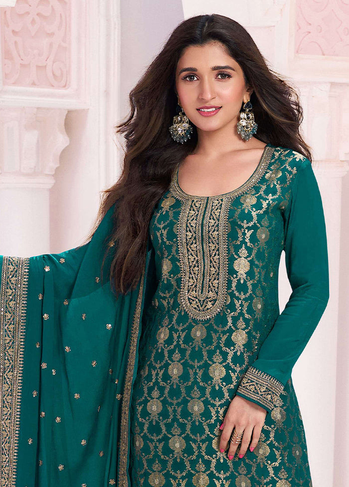 3 Pc Multicolor Semi Stitched Viscose Dupatta Suit Set