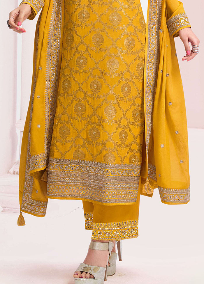 3 Pc Multicolor Semi Stitched Viscose Dupatta Suit Set