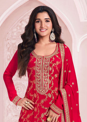 3 Pc Multicolor Semi Stitched Viscose Dupatta Suit Set