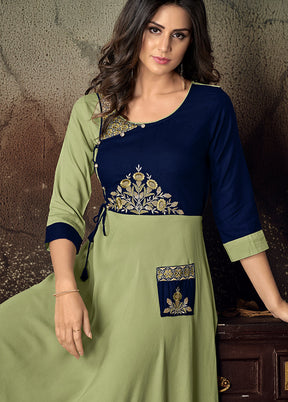 Light Green Readymade Rayon Gown - Indian Silk House Agencies