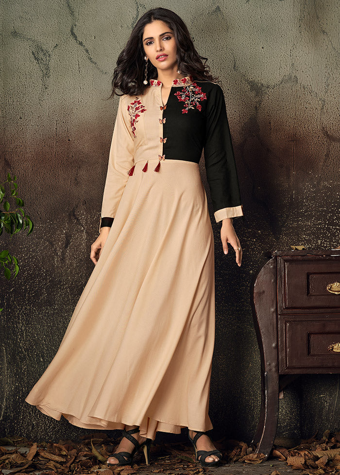 Peach Readymade Rayon Gown - Indian Silk House Agencies