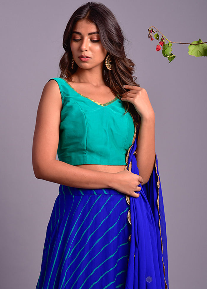 Blue Readymade Silk Lehenga Set With Dupatta - Indian Silk House Agencies