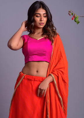 Orange Readymade Chiffon Lehenga Set With Dupatta - Indian Silk House Agencies