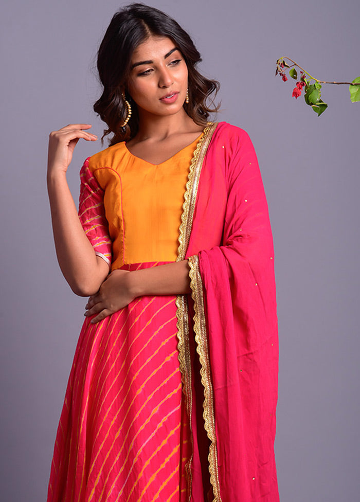 2 Pc Pink Georgette Anarkali With Dupatta VDRAN100040823 - Indian Silk House Agencies