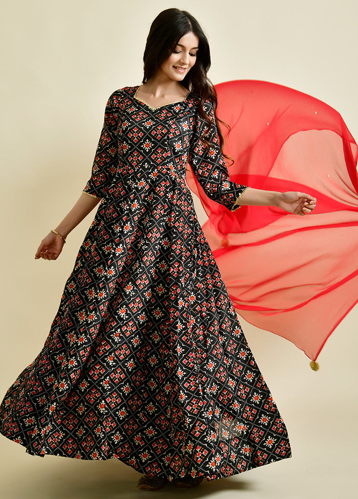 2 Pc Black Bandhani Cotton Kurti Set VDRAN1412256 - Indian Silk House Agencies