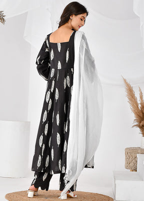 3 Pc Black Cotton Printed Suit Set VDRAN12042034 - Indian Silk House Agencies