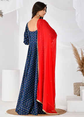 2 Pc Blue Cotton Printed Kurti Set VDRAN12042027 - Indian Silk House Agencies