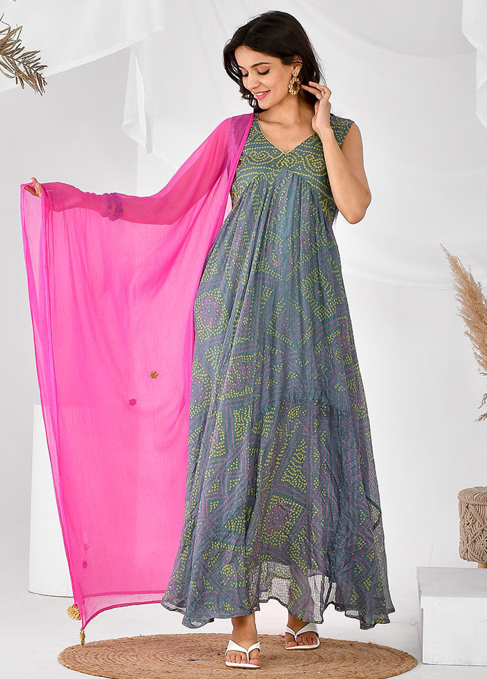 2 Pc Grey Cotton Printed Kurti Set VDRAN12042028 - Indian Silk House Agencies