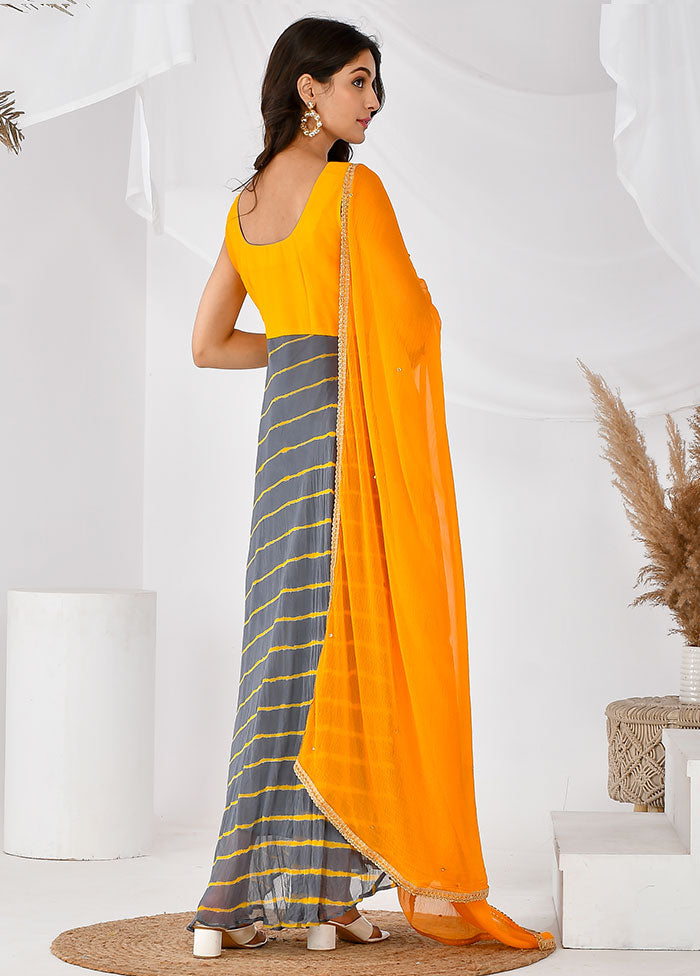 2 Pc Grey Chiffon Printed Kurti Set VDRAN12042030 - Indian Silk House Agencies