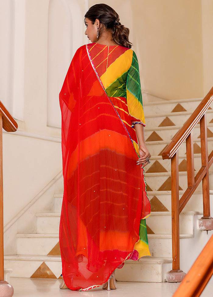 Multicolor Pure Georgette Indian Dress With Dupatta - Indian Silk House Agencies