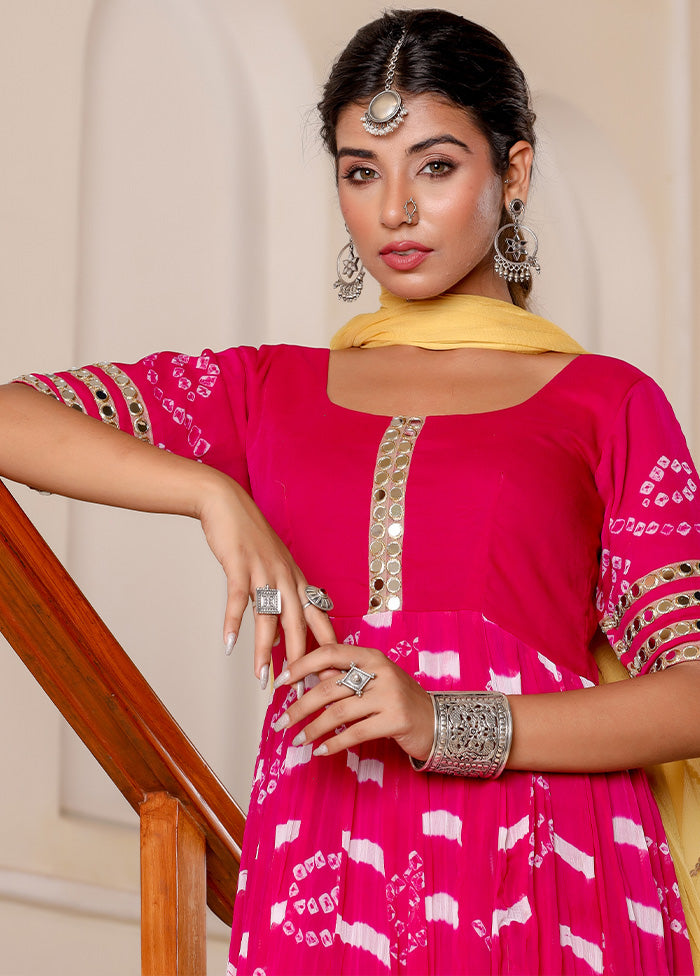 Magenta Pure Georgette Indian Dress With Dupatta - Indian Silk House Agencies