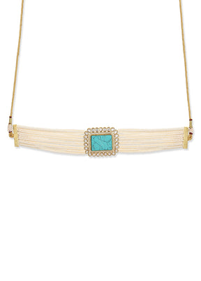 Golden Stone Work Alloy Necklace - Indian Silk House Agencies