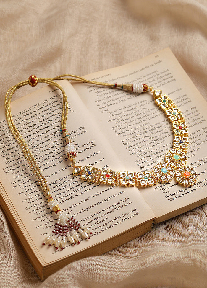 Gold Kundan Statement Necklace - Indian Silk House Agencies