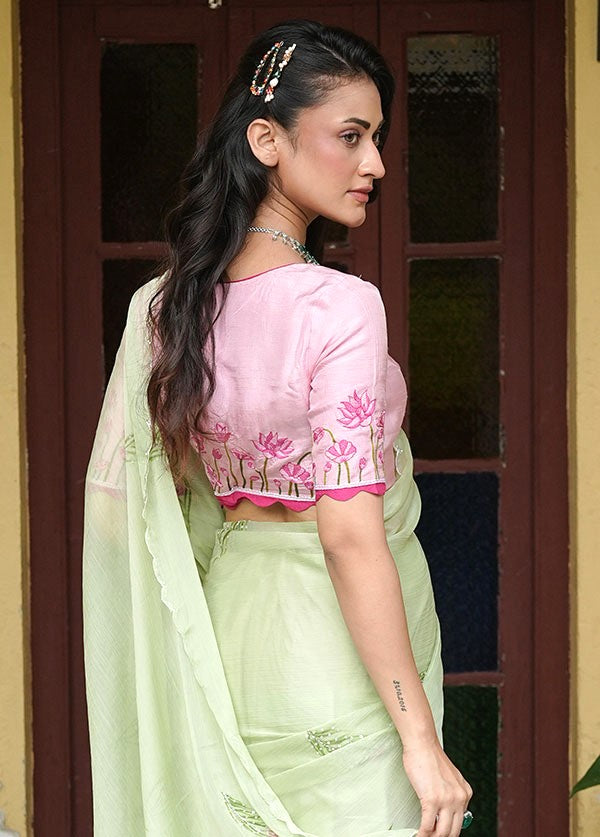 Baby Pink Sweetheart Neck Designer Blouse