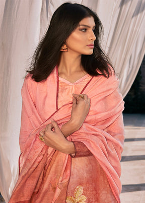 3 Pc Orange Unstitched Silk Suit Set - Indian Silk House Agencies