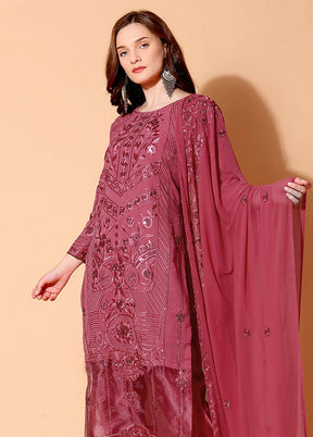 3 Pc Pink Semi Stitched Santoon Suit Set - Indian Silk House Agencies