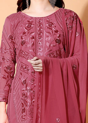3 Pc Pink Semi Stitched Santoon Suit Set - Indian Silk House Agencies