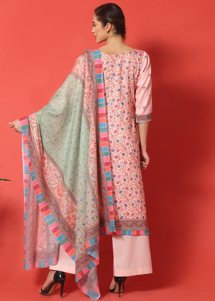 3 Pc Pink Cotton Floral Print Unstitched Salwar Suit VDSL07122024 - Indian Silk House Agencies