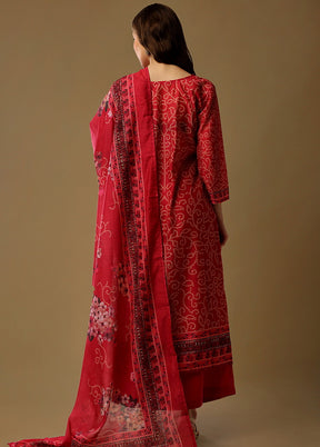 3 Pc Pink Unstitched Maheshwari Silk Suit Set VDSL180124 - Indian Silk House Agencies