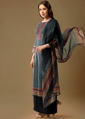 3 Pc Livid Unstitched Maheshwari Silk Suit Set VDSL180126 - Indian Silk House Agencies