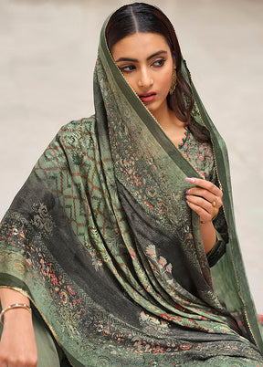 3 Pc Green Unstitched Viscose Suit Set VDSL070223 - Indian Silk House Agencies