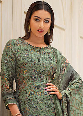 3 Pc Green Unstitched Viscose Suit Set VDSL070223 - Indian Silk House Agencies