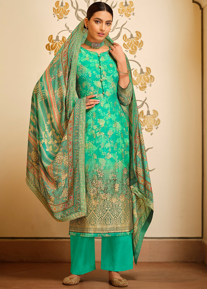 3 Pc Sea Green Unstitched Viscose Suit Set VDSL10022034 - Indian Silk House Agencies