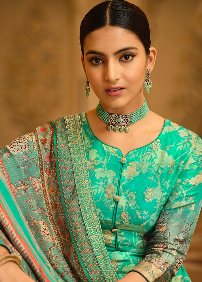 3 Pc Sea Green Unstitched Viscose Suit Set VDSL10022034 - Indian Silk House Agencies