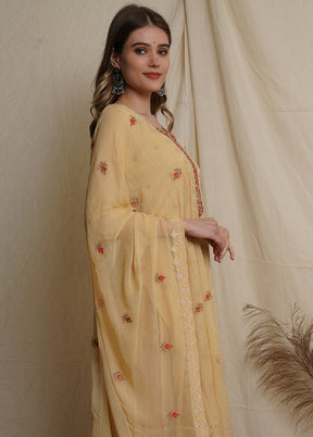 3 Pc Yellow Unstitched Santoon Suit Set - Indian Silk House Agencies