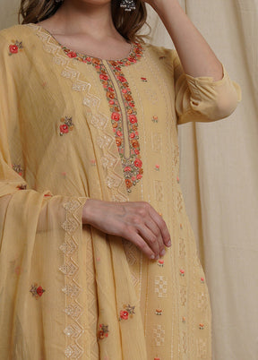3 Pc Yellow Unstitched Santoon Suit Set - Indian Silk House Agencies