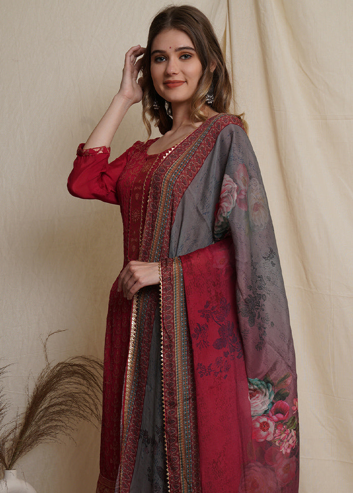 3 Pc Pink Unstitched Santoon Suit Set - Indian Silk House Agencies