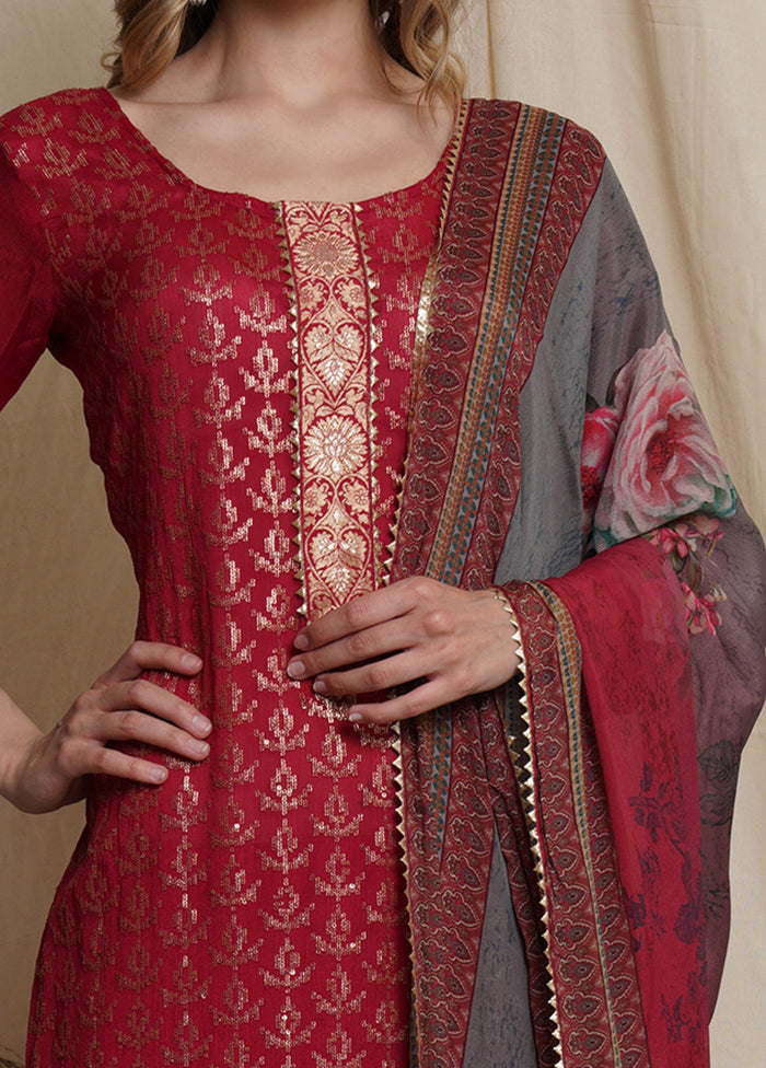3 Pc Pink Unstitched Santoon Suit Set - Indian Silk House Agencies