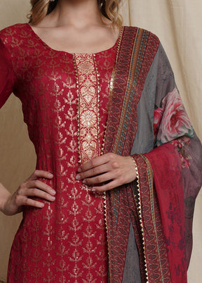 3 Pc Pink Unstitched Santoon Suit Set - Indian Silk House Agencies