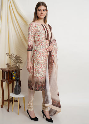 3 Pc Cream Floral Unstitched Salwar Suit Set VDSL23052023 - Indian Silk House Agencies
