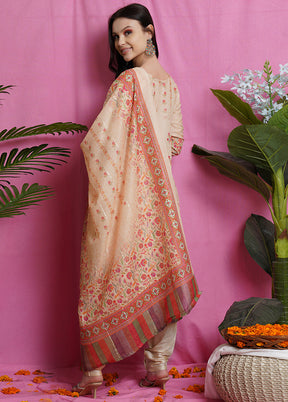 3 Pc Unstiched Yellow Salwar Suit Set With Dupatta VDSL0050622 - Indian Silk House Agencies