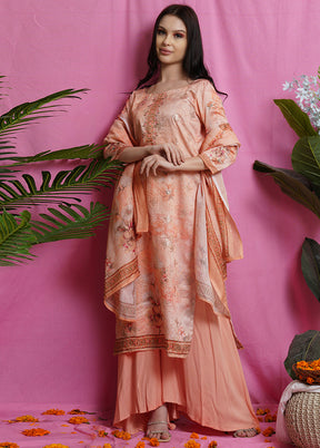 3 Pc Peach Unstitched Salwar Suit Set With Dupatta VDSL018625 - Indian Silk House Agencies