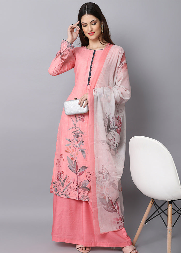 3 Pc Peach Unstitched Suit Set With Dupatta VDSL001010722 - Indian Silk House Agencies