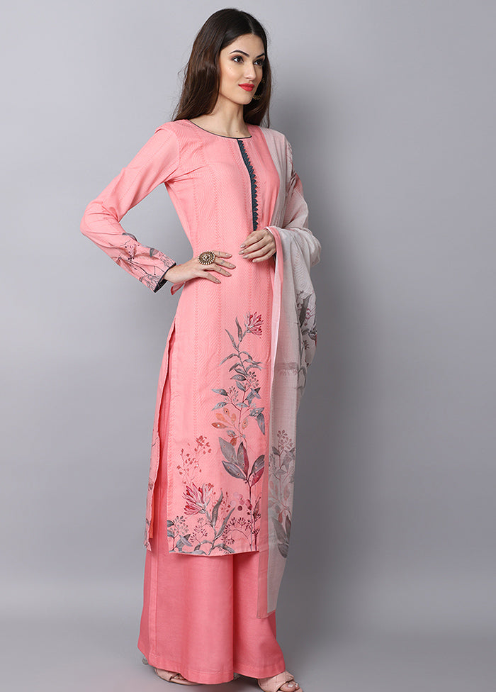 3 Pc Peach Unstitched Suit Set With Dupatta VDSL001010722 - Indian Silk House Agencies