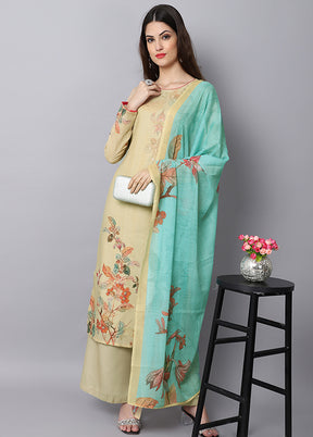 3 Pc Yellow Unstitched Suit Set With Dupatta VDSL001010725 - Indian Silk House Agencies