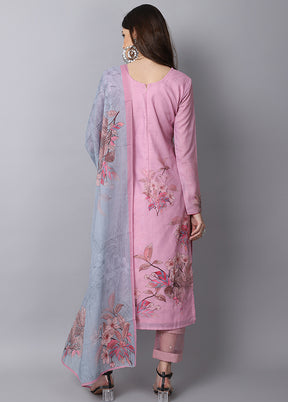 3 Pc Pink Unstitched Suit Set With Dupatta VDSL001010727 - Indian Silk House Agencies