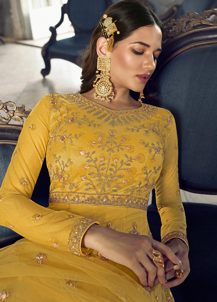 2 Pc Yellow Net Ethnic Dress With Dupatta VDSL239228 - Indian Silk House Agencies