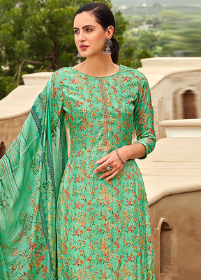 3 Pc Unstitched Green Suit Set With Dupatta VDSL59223 - Indian Silk House Agencies