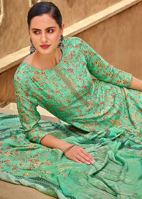 3 Pc Unstitched Green Suit Set With Dupatta VDSL59223 - Indian Silk House Agencies