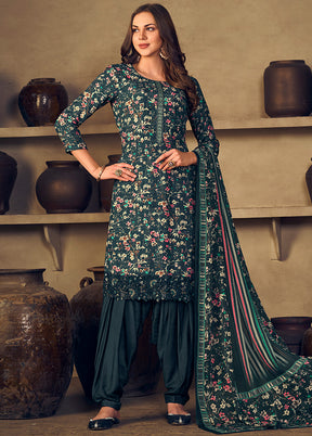 3 Pc Grey Unstitched Silk Suit Set With Dupatta VDSL1110252 - Indian Silk House Agencies