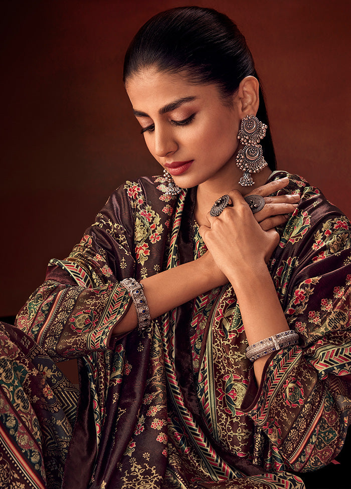 3 Pc Multicolor Unstitched Silk Suit Set With Dupatta VDSL1410243 - Indian Silk House Agencies