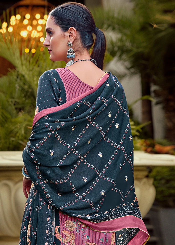 3 Pc Pink Unstitched Suit Set With Dupatta VDSL2510225 - Indian Silk House Agencies