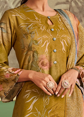 3 Pc Mustard Unstitched Silk Suit Set VDSL1111229 - Indian Silk House Agencies