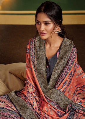 3 Pc Black Unstitched Silk Suit Set VDSL1111231 - Indian Silk House Agencies