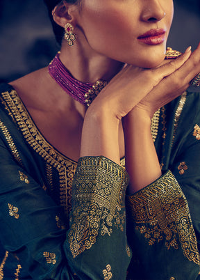 Blue 3 Pc Unstitched Silk Suit Set With Dupatta VDSL212224 - Indian Silk House Agencies